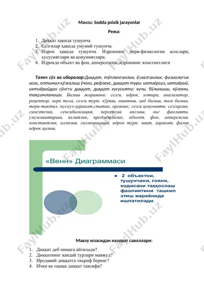 psixik jarayonlar — DOCX