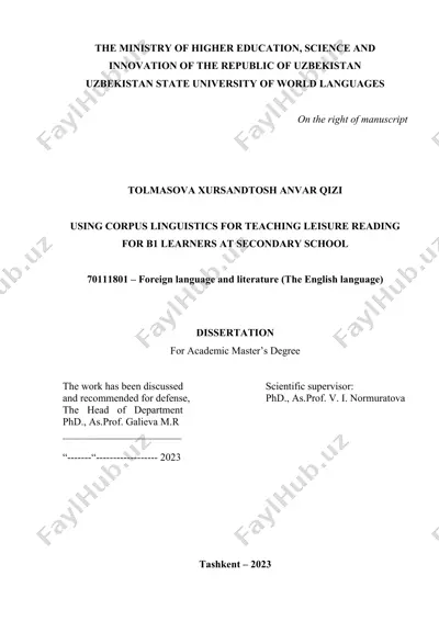 using corpus linguistics for teaching leisure reading for b1 learners at secondary school — DOC