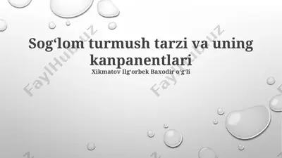 sogʻlom turmush tarzi va uning komponentlari — PPTX