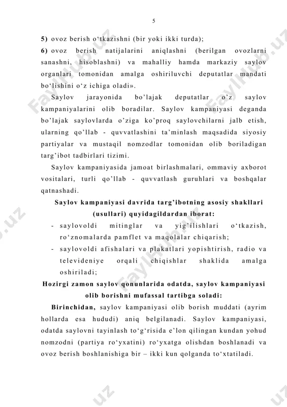 ir. saylov senzlari xviii – xix asrlarga kelib hokimiyat tepasiga burjuaziya kelganidan so‘ng mehnatkashlarni boshqaruv organlarini saylashda qatnashishidan hamda ularda faoliyat ko‘rsatishidan chetlashtirish maqsadida kiritilgan hisoblannadi. eng ko‘p tarqalgan senzlar quyidagilardan iborat: senzlar orasida eng avvalambor yosh senziga to‘xtalish lozim. xx asrning 60-70 – yillariga qadar yosh senzi ancha yuqori, ya’ni 21 yosh va undan yuqoriroq edi. xalqaro parlamentlararo kengashning bergan ma’lumotlariga ko‘ra so‘rov o‘tkazilgan 150 mamlakatning 109 tasida yosh senzi 18 yoshdan yuqori hisoblanarkan, bir qanchasida 19-21 yoshdan yuqori, to‘rt davlat - braziliya, eron, kuba va nikaraguada aktiv saylov huquqi 16 yoshdan boshlab vujudga kelarkan. aktiv saylov huquqiga ega bo‘lish uchun saylov kunigacha ma’lum bir yoshga yetish shart hisoblanadi. masalan, shvetsiyada 1974 yilgi konstitutsiyaviy qonunning 3 paragraf 3 bo‘limiga ko‘ra riksdag (parlament) ga saylovlarda saylov kunigacha 18 yoshga to‘lmagan shaxs qatnasha olmaydi. passiv saylov huquqi uchun belgilangan yosh senzi yuqoriroq bo‘lib hisoblanadi. masalan, italiyada prezidentlik nomini egallash uchun shaxs …