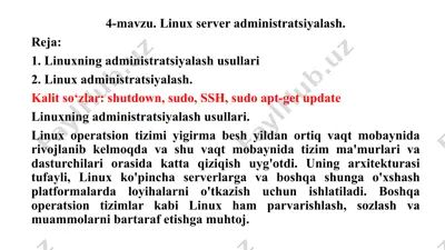 linux server administratsiyalash — PPTX