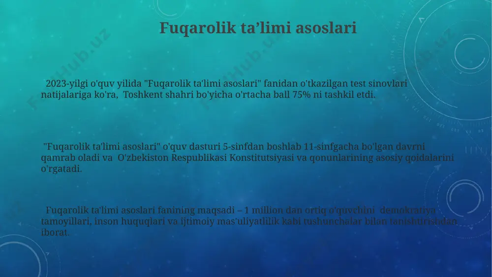 lotini 2 baravar oshirish maqsadini qoʻllab-quvvatlash uchun, malakali mutaxassislar tayyorlash dasturlarini kengaytirishni talab qiladi. ekologik ongni shakllantirish toshkent shahrida 2022-yilda o'tkazilgan so'rov natijalariga ko'ra, ekologik ongni oshirish bo'yicha 70% dan ortiq yoshlar tabiiy resurslardan oqilona foydalanishning ahamiyatini anglab yetgan. 20 dan ortiq turdagi qushlarning ko'payishi va tabiiy yashash joylarining saqlanishi uchun samarqand viloyatida 30 ga yaqin ekologik ta'lim dasturi ishlab chiqildi va joriy etildi. ekologik ongni shakllantirishda 2023-yilda o'zbekistonning 5 ta viloyatida 1500 dan ortiq o'quvchi ekologik loyihalarda ishtirok etdi, bu tabiatni muhofaza qilish bo'yicha amaliy ko'nikmalarni oshirishga yordam berdi. resurslarni boshqarish va barqaror rivojlanish jahon bankining ma'lumotlariga ko'ra, o'zbekistonning energiya samaradorligini 2030-yilga qadar 15% ga oshirish rejasi, barqaror rivojlanishga va iqtisodiy xarajatlarni kamaytirishga yordam beradi. markaziy osiyo mintaqasida 50% dan ortiq yerlar cho'l va yarim cho'l zonalarida joylashgan bo'lib, bu hududlarda barqaror rivojlanish uchun ekologik toza texnologiyalarni joriy etish zarur. 2022-yilgi hisobotlarga ko'ra, o'zbekistonning suv resurslari boshqaruvida 30% gacha …