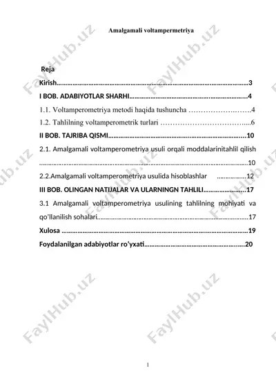 amalgamali voltampermetriya — DOCX