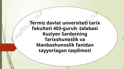 o'zbekistonda o'rta asrlar tarixini o'rganilishi — PPTX