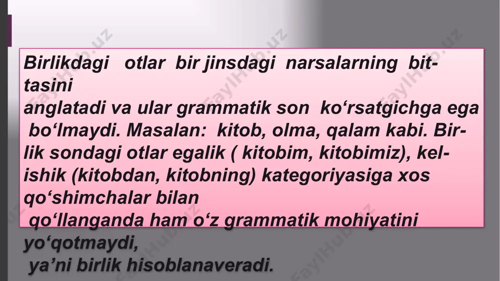ot turkumining son kategoriyasi; otlarning nokategorial shakllari - Page 5