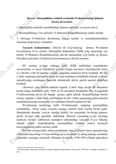 o‘zbekistonning mustaqillik yo‘li — DOCX