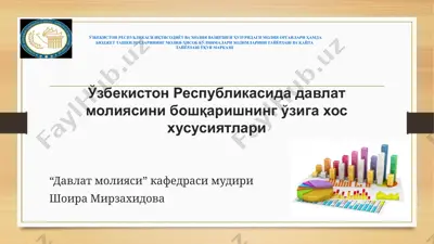 "davlat moliyasi boshqarishning o'zigiga xos xususiyatlar" — PPTX