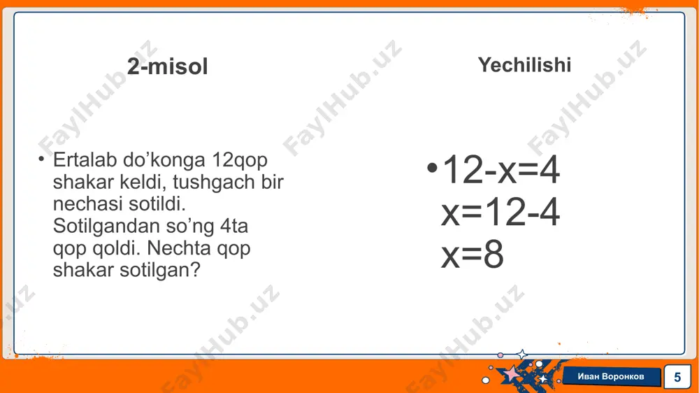 tenglamalarni yechishga o'rgatish metodikasi - Page 5