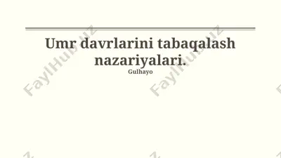 umr davrlarini tabaqalash nazariyalari — PPTX