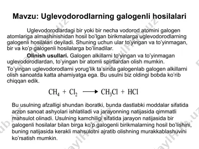 uglevodorodlarning galogenli hosilalari — PPT