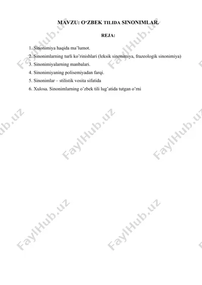 sinonimiya haqida ma’lumot — DOCX