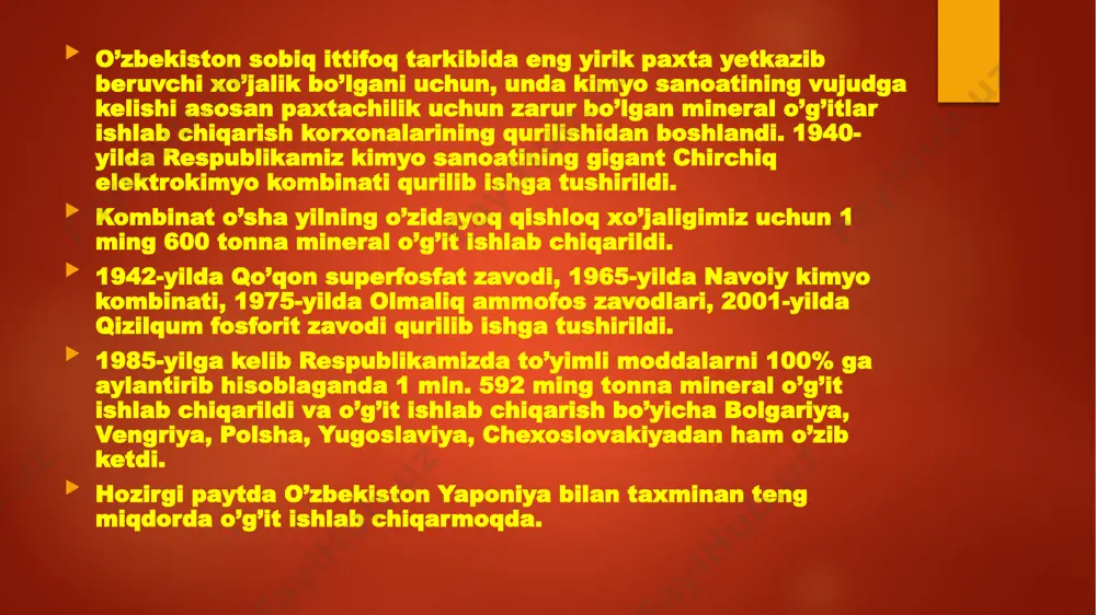 o’zbekiston respublikasining kimyo sanoatining rivojlanishi haqida - Page 5