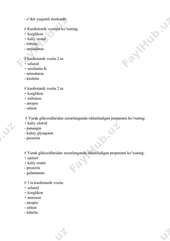 yurak glikozidlarining xususiyati avollar - Page 4