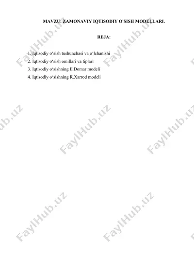 iqtisodiy o'sish modellari — DOCX