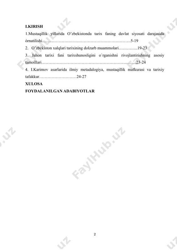 as, marksizm, leninizm ta`limotini , sinfiy kurash goyalarini va kommunistik mafkura aqidalarini targib etishga buysundirilgan edi. bu goyalar va aqidalar jamiyat taraqqiyot qonunlariga, xalqning tabiatiga, real voqelikka zid bo’lib ularni nafaqat xayotdan balki utmishdan xam izlash mutlaqo befoyda edi.shunga qaramay, mazkur ta`limot aqidalariga va tamoyillariga asoslangan sovettarixshunosligida nafaqat o`zbek xalqining balki jahon tarixinini xam juda kup muxim masalalarai mutlaqo notugri buzib talqin etildi.natijada tarixiy xaqiqat yashirilib xalq uz utmishidan va demak, uzligidan uzoqlashtirildi.o’zlikni anglash tarixni bilishdan boshlanadi.bu ulkaga xasad va tajovuz kuzi bilan karagan mardona xalqni kuch tabiiyzaxiralarini uziniki kilishga jon-jaxdi bilan intilgan bosqinchilar juda kup bulgan.sobik shuro saltanati yillarida eng qadimgi davrlardan to xix asr ikkinchiyarmiga qadar tariximiz soxtalashtirildi.prezidentimiz i.karimov bu xaqida «o`zbekistonning o`zbek xalqining bugunkeng om maga etkazishga arziydigan xaqqoniy tarixi yaratildimi, yukmi?sovet davrida yozilgan tarixni men tarix sanamayman, uzgalar yozib bergan tarixni uqitishga mutlako qarshiman, mustamlakachi uziga qaram bulgan xalq xaqida kachon xolis, adolatli fikr aytgan? ular …