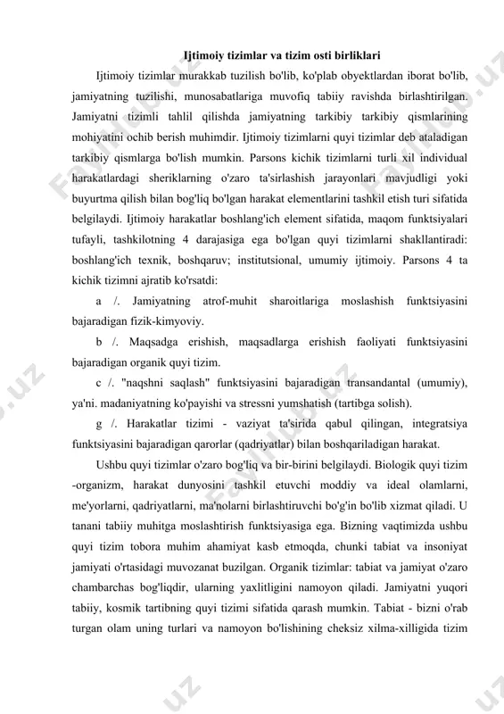 ora muhim ahamiyat kasb etmoqda, chunki tabiat va insoniyat jamiyati o'rtasidagi muvozanat buzilgan. organik tizimlar: tabiat va jamiyat o'zaro chambarchas bog'liqdir, ularning yaxlitligini namoyon qiladi. jamiyatni yuqori tabiiy, kosmik tartibning quyi tizimi sifatida qarash mumkin. tabiat - bizni o'rab turgan olam uning turlari va namoyon bo'lishining cheksiz xilma-xilligida tizim bo'lib, uning bir qismi - biosfera inson va jamiyat paydo bo'lishi uchun sharoit yaratdi. maxsus yaratilgan mehnat vositalari va vositalar yordamida tabiatga ta'sir o'tkazib, odamlar tabiat moddalari va energiyasini insonga zarur iste'mol mahsulotlarini olish uchun sarflaydilar. shunday qilib, tabiiy muhitga sun'iy muhit qo'shildi, "insonparvarlashgan tabiat" (k. marks), bu 19-asrdan boshlab tabiatga zarar etkazmoqda, tuproq, suv, havo va umuman iqlim o'rtasidagi mutanosiblikni buzmoqda, ular tizimli ravishda bir-biriga bog'langan va yo'q qilinishi olib keladi ekologik inqirozga. ekologik inqirozni faqat iqtisodiy choralar bilan hal qilish mumkin, degan fikr noto'g'ri fikr bo'ladi. faqat insonning iqtisodiy faoliyatini emas, balki siyosiy, ma'naviy va qadriyat munosabatlarini, hayot mazmunini …