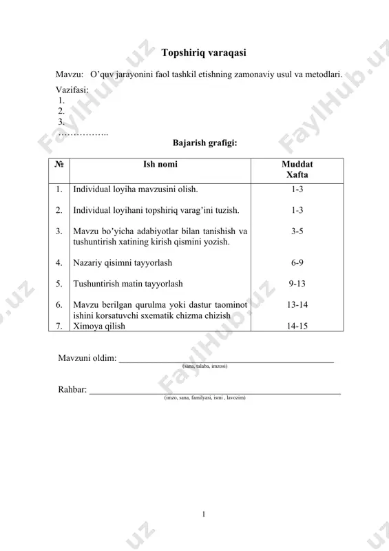 ’lim samaradorligini oshirishda elektron ta’li resurslarining o‘rni…………………………………………………………………20 iii-bob elektron resurlarni yaratish texnologiyas...22 3.1 elektron ta’lim resurslari haqida ……………………………………...22 3.2 websoft courselab masofaviy ta’limda qanday o‘rin egallaydi?........23 3.3 courselab dasturida elektron ta’lim resurslarini yaratish …………...27 3.4 taqdimotlarni yaratish texnologiyalari. ……………………………….30 3.5 ta’limda elektron tizimi…………………………………………………35 iv . xulosa. 37 v. foydalanilgan adabiyotlar. 39 i.kirish. hozirda deyarli barcha sohaning elektron nashrlari mavjud. lekin hammasini ham foydali deya olmaymiz. ma’lumot undan foydalanilgandagina kerakli bo’lishi mumkin. shunday ekan elektron darsliklar tayyorlashda ham ushbu jihatga e’tibor qaratish zarur bo’ladi. ayni paytda yangi axborot tеxnologiyalari sohasida gipеrmedia tizimlarini qo’llash rivojlanib bormoqda. bunday tеxnologiyalar asosida an'anaviy o’quv matnini yanada takomillashtirilgan o’quv matеriali asosida kеngaytirish va chuqurlashtirish hamda kurslar va animatsion lavhalardan foydalanish yo’li bilan almashtirish g’oyasi yotadi. bunda u yoki bu holda ajratib bеrilgan matn lavhalari orasida o’zaro bog’anish tugunlari barpo etiladi. mutaxassislarning ta'rifiga ko’ra, gipеrmatn inson intеllеktining kata xajmdagi axborotni esda saqlash kobiliyatini va mazkur axborotlar ichidan …