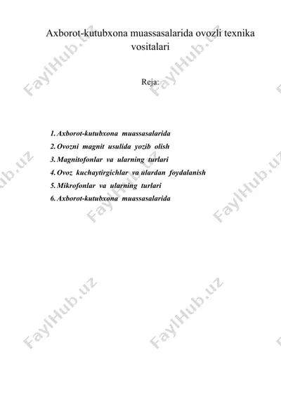 axborot-kutubxona muassasalarida ovozli texnika vositalari — DOC