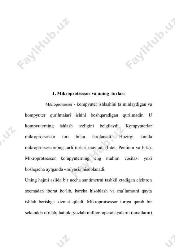 oldin bo‘linuvchini saqlovchi to‘plovchi jamlagich (sm)-dan; bo‘luvchini saqlovchi registr (rgx)- dan, amal bajarilgandan so‘ng hosil bo‘lgan bo‘linmani saqlovchi registr (rgy)- dan, takt schyotchigi (crt) va xona turining to‘lib – toshishini belgilovchi trigger (tp) dan iborat. rgy бўлинма bo‘linma raqami qoldiq ishorasi sm бўлинувчи қолдиқ rgx булувчи amal bajarilishida avvalo bo‘linmaning ishorasi aniqlanadi. agar bo‘linuvchi va bo‘luvchining ishoralari har xil bo‘lsa (amal bajarilishida avvalo bo‘linmaning ishorasi aniqlanadi. agar bo‘linuvchi va bo‘luvchining ishoralari har xil bo‘lsa (sign sm sign rgx), bo‘linmaning ishora xonasida «1» holat o‘rnatiladi (sign rgy:=1) va demak, bo‘linma manfiy sondir. agar ishoralar bir xil bo‘lsa, amalning bu bosqichi bajarilmaydi va rgy, grt da hamda sm va rgx ning ishora xonalarida «0» holat o‘rnatiladi. agar sm ning ishora xonasida «0» yozilgan bo‘lsa, bo‘linuvchidan bo‘luvchi ayriladi. buning uchun sm ga rgx da saqlanuvchi son teskari kodda uzatiladi (sm:= sm+rgxtesk). natijada musbat son hosil bo‘lsa (sign sm = 0),bo‘linuvchi bo‘luvchidan katta ekanligi …