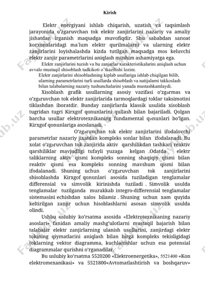 elektr zanjir parametrlarini aniqlash — DOCX