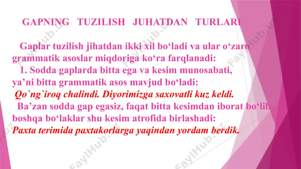 n oldin, yuklamalardan keyin vergul qo‘yiladi. 3. ayiruv munosabatli bog‘langan qo‘shma gaplar va ularda tinish belgilarining ishlatilishi. bunday gaplardagi sodda gaplar o‘zaro ayiruv bog‘lovchilari (goh…goh, yo…yo, yoki…yoki, dam…dam, ba’zan…ba’zan, yoxud…yoxud) yordamida bog‘lanadi. ayiruv bog‘lovchili bog‘langan qo‘shma gaplar voqea-hodisalarning galma-gal bo‘lishi yoki ulardan biri bo‘lishini ifodalaydi: zal dam guvillab qo‘yar, dam onda-sonda qarsak yangrab, yana tinardi. takrorlanib qo‘llangan ayiruv bog‘lovchilarning ikkinchisidan oldin vergul qo‘yiladi, ayiruv bog‘lovchi yakka qo‘llansa, hech qanday tinish belgisi qo‘yilmaydi. goh qor, qoh yomg‘ir yog‘adi. mashinaning nuqsoni bo‘lsa tuzatiladi yo yana yaxshirog‘i yasaladi. 4. inkor munosabatli bog‘langan qo‘shma gaplar. bunday gaplar qismlari o‘zaro na inkor yuklamasi orqali bog‘lanadi va orasiga vergul qo‘yiladi: uning qulog‘iga na bulbulning ovozi kirar, na ko‘ziga uyqu kelardi. 5. bo‘lsa, esa so‘zlari yordamida bog‘langan qo‘shma gaplar. bunday qo‘shma gaplar qismlari o‘rtasida zidlash yoki qiyoslash munosabatlari ifodalanadi, bo‘lsa,esa so‘zlari qiyoslanuvchi so‘zdan keyin keladi: ertoyev qo‘llarini siltab va’z aytmoqda, ular esa ichki bir tug‘yondan qaltirab, cho‘yan …