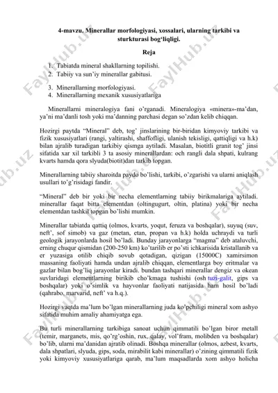 minerallar morfologiyasi — DOCX