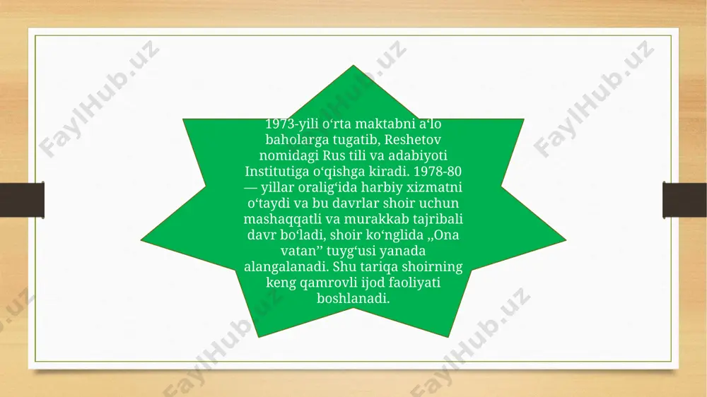kerakmas, unvon kerakmas, yetadi xilqatu-xayoli degan. unvon berib ketay men unga, bas, muhammad yusufning ayoli degan! ichim achiyapti adabiyotga, arzirli bo‘lmadi, o‘gitlarim ham. so‘zini muhrlab abadiyatga, odam bo‘larmikan shogirdlarim ham? bilaman, yozadi qalamin o‘pib, sirojiddinlaru, azim suyunlar. qo‘rqaman, qo‘shiqchi shoirlar qo‘pib, bosib kelmasmikan qaro quyunlar! nahot o‘z-o‘zimdan ko‘nglim to‘lmasa, chala qoldi saboq, bo‘ldi endi kech! faqat bir o‘gitim: dardi bo‘lmasa, shogirdman demasin muhammadga, hech! muhammaddan iymon, yusufdan jamol, yashadim, lek shoir jismi bilan, men. gunoh ham qilganim rostdir, ehtimol, ikki payg‘ambarning ismi bilan, men! o‘zi kechirguvchi, istig‘for aytgum, darig‘ tutma mendan muhabbatingni. o‘zingdan yaraldim, o‘zingga qaytgum, o‘zing kechir sodda muhammadingni! “ o‘lim nima, bu ham bitta sayr, ona, o‘g‘ling qaro yerga kеtdi xayr, ona...” image5.png image6.png image7.png image8.png image9.png image10.png image11.png image12.png image13.png image14.png image15.png image16.png image3.png image4.png
