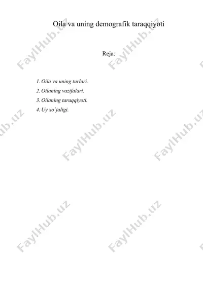 oila va uning demografik taraqqiyoti — DOC