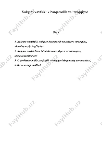 хаlqаrо хаvfsizlik bаrqаrоrlik vа tаrаqqiyot — DOC