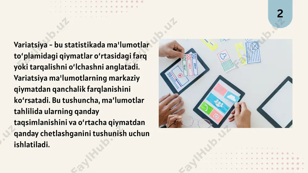 statistikada variatsiyani baholash usullari va dispersion tahlil asoslari - Page 5