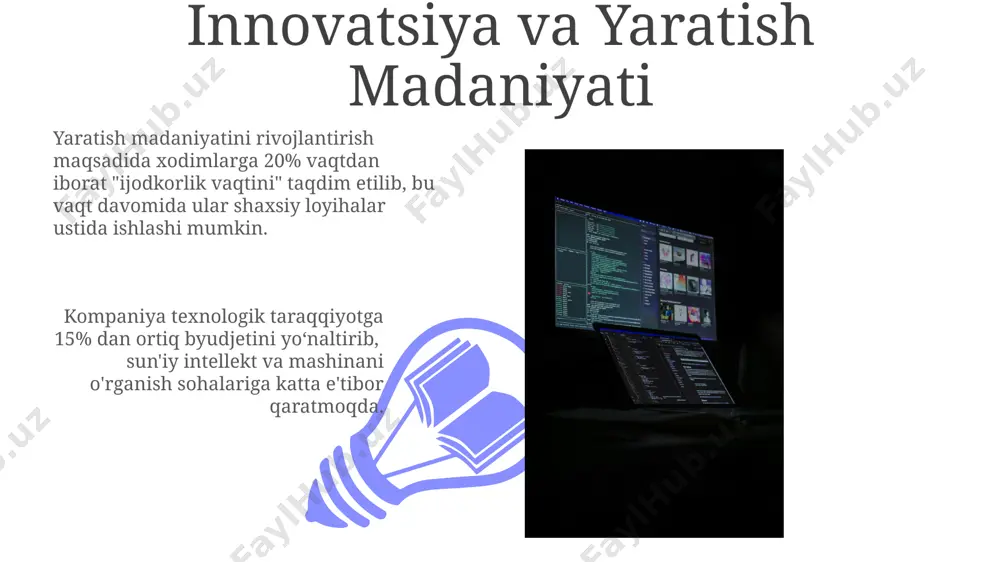 llashtirish, sifatni nazorat qilish va mijozlarning ehtiyojlarini qondirish uchun muhim vosita hisoblanadi. zamonaviy muhandislik loyihalarida raqamli modellashtirish (cad/cam) texnologiyalaridan foydalanish loyihalash va ishlab chiqarish vaqtini 30% gacha qisqartirishi mumkin. texnik madaniyatning ta'rifi 01 02 texnik madaniyatning muhim ko‘rsatkichlari – bu patentlar soni, ilmiy nashrlar miqdori va yuqori texnologiyalar sohasidagi investitsiyalar hajmi, bu ko‘rsatkichlar mamlakatning texnologik rivojlanish darajasini aks ettiradi. texnik madaniyat – bu texnologiyalarni ishlab chiqarish, qo‘llash va tarqatish bilan bog‘liq bo‘lgan ijtimoiy-madaniy amaliyotlar, qadriyatlar va bilimlar majmuasini o‘z ichiga oladi, masalan, 20 dan ortiq muhandislik sohalari. sales 1st qtr 2nd qtr 100 0 sales 1st qtr 2nd qtr 100 0 xavfsizlik va xavfsizlik madaniyati xavfsizlik auditlari, yillik o'rtacha 5 ta muhim xavfsizlik zaifliklarini aniqlab, ularni bartaraf etish bo'yicha tadbirlar rejasini ishlab chiqishga yordam beradi. "zero-trust" siyosati singari zamonaviy xavfsizlik yondashuvlari, kiberxavfsizlik hodisalarini 30% ga kamaytirishga yordam beradi va ma'lumotlarning ishonchliligi darajasini oshiradi. texnik madaniyatning asosiy unsurlari texnik madaniyatning muhim …
