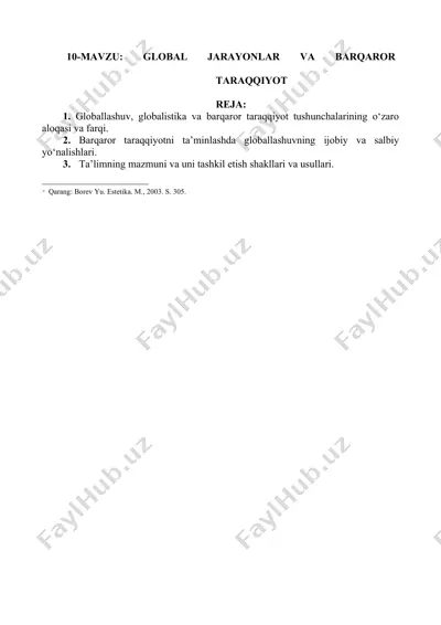 globallashuv va barqaror taraqqiyot — DOCX