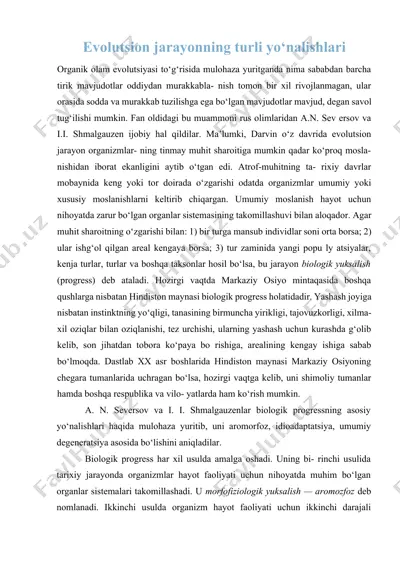evolutsion jarayonning turli yo‘nalishlari — DOCX