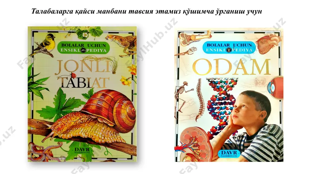 жудга келган. бу геосфераларга унинг ҳаво қатлами- атмосфера, сув қатлами гидросфера- қаттиқ қатлами –литосфера киради. ер шарининг бу сфералари бир-биридан ажралган ҳолда эмас, балки ўзаро узвий алоқада ва бир-бирига таъсир этган ҳолда ривожланиб, тараққий этган. оқибатда географик қобиқ (биосфера) ҳаёт қобиғи вужудга келган. ернинг ўз ўқи атрофида айланиши 01 02 03 04 ер шари ўз ўқи атрофида ғарбдан шарққа томон айланади ернинг яна шу ўз ўқи теварагида айланиб чиқиш вақти сутка деб айтилади ер ўз ўқи атрофини 23 соат 56 минут 4 секундда тўла бир марта айланиб чиқади сутка яхлит қилиб 24 соат деб олинган кеча ва кундуз кишилар ер шарида яшасалар ҳам унинг айланишини сезмайдилар. бунинг сабаби шундаки, ердаги ҳамма нарса – ҳаво ҳам, киши ҳам, ер билан бирга бир хил тезликда айланади. лекин бизга гўёки осмон жисмлари айланаётгандек туюлади. аслида эса осмон жисмлари эмас, балки ер ҳаракат қилади. натижада кеча ва кундуз алмашиниб туради, яъни ернинг қуёшга қараган …