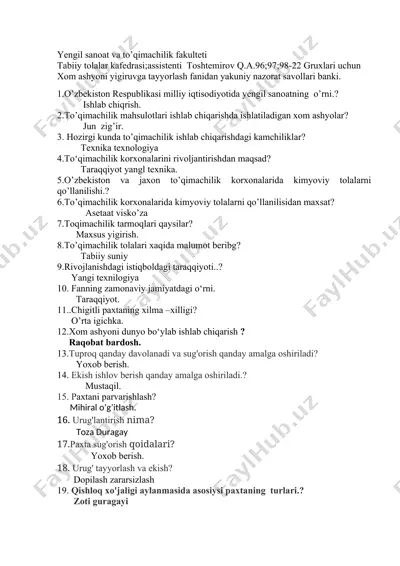 yakuniy nazorat savollari banki — DOCX