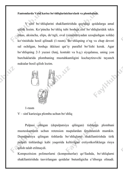 vsinf karioz bo‘shliqlarini charxlash va plombalash — DOCX