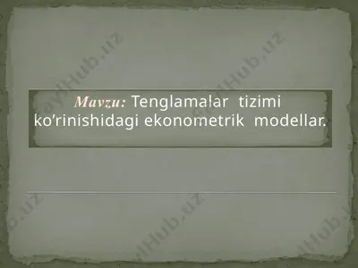 ekonometrik modellar — PPTX