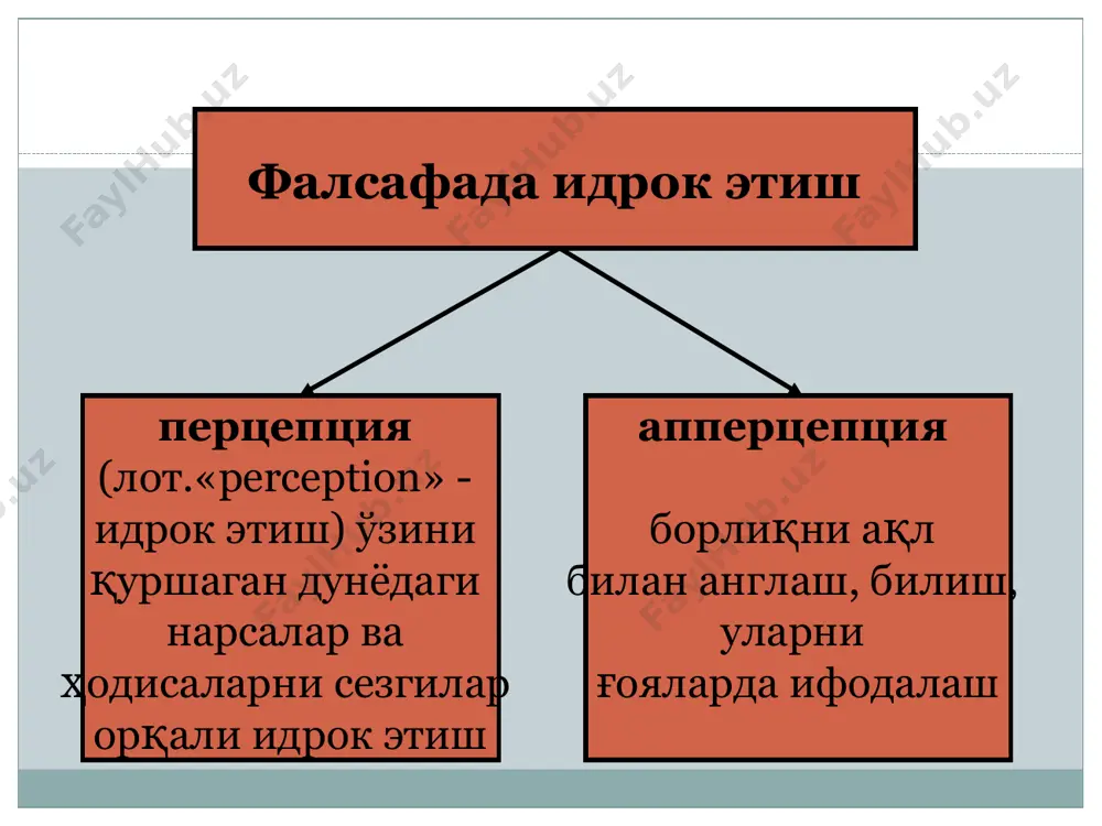 ўриб чиқилади. амалиёт тамойили – билишнинг бош тамойили амалиётда деб ҳисоблайди, ташқи оламни ва ўз-ўзини билишнинг асоси одам фаолиятида деб билади. билиш тамойили – билиш имкониятларига тўла ишонч билан ёндашилади. объективлик тамойили – онг ва иродадан ташқари предметларни мустақил мавжуд деб ҳисоблайди. ҳаётни фаол ижодий жараёнда ифодалаш тамойили ҳақиқатнинг аниқ тамойили – аниқ шароитда индивидуал ва шубҳасиз ҳақиқатдир. * билувчи субъект - одам-мавжудот у одамзод тажрибасидаги билишнинг усулларини жамиятнинг бутунлигича, билишнинг натижаларини кўтариб юрувчи моддий ва маънавий маданият бойликларини ўрганган билиш объекти – ташқи олам (бутун турли-туманлиги билан), ташқи оламнинг билиш жараёнига, субъектнинг билиш жараёнига таъсири ҳақиқат - объектни субъект томонидан адекват акс эттиришдир. янглишиши – ташқи оламни субъект томонидан янглиш, бузилган, ҳақиқатга зид бўлган ҳолда ёлғон, адекват бўлмаган ҳолда акс этиш баҳолаш – ташқи оламни субъект томонидан категория, қонун, тушунча, олдинги қадриятларга таянган ҳолда мантииқан тушуниш амалиётнинг асосий турлари амалиёт – ташқи оламни ва одамнинг ўзини ўрганиш ва ўзлаштириш …