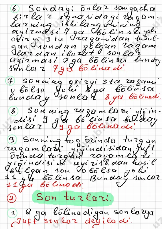 sonlar ,bo'linish belg'ilari ,tub va murakkab sonlar tushunchasi - Page 2