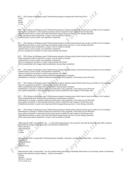 o'zbekistonning taraqqiyot strategiyasi — DOCX