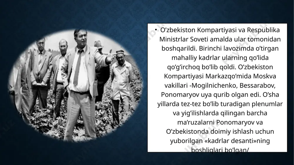 b borayotgan ishonchsizlik, loyqadlik kayfiyatlari asta- sekin yuzaga chiqa boshladi. ruxsat etilmagan mitinglar, namoyishlar o’tkazish, hatto noxush voqealar ham sodir bo’la bordi. farg’ona fojiasi 1989 yilning may-iyun oylarida farg’onada fojiali voqealar sodir bo’ldi. 45 yil muqqadam stalin bedodligi natijasida o’z eridan badarg’a qilingan mesxeti turklarini o’zbek xalqi o’z bag’riga olgan, ularga mehribonlik qilgan edi.. mustaqillik davri 4 iyundan boshlab komendantlik soati joriy etildi. farg’onaga shoshilinch ravishda sssr ichki ishlar vazirligi ichki qo’shinlarining 13 ming kishilik bo’linmasi keltirildi. ur-yiqit 7 iyun kuni yana takrorlandi va tez orada qo’qon shahriga, rishton, o’zbekiston va kirov (hozirgi beshariq) tumanlariga tarqaldi. 8 iyunda qo’qonda aholining tinch namoyishi sssr ichki ishlar vazirligi qo’shinlari tomonidan o’qqa tutildi, 50 dan ortiq kishi halok bo’ldi, 200 dan ortig’i yarador qilindi. ommaviy tus olgan tartibsizlik, ur-yiqitlar natijasida jami 103 kishi xalok bo’ldi. 3. kadrlarni tanlash, joy-joyiga qo’yish ishlari buzilgan, poraxo’rlik, xizmat mavqeini suiste’mol qilish avj olgan edi. 3 2. farg’ona …