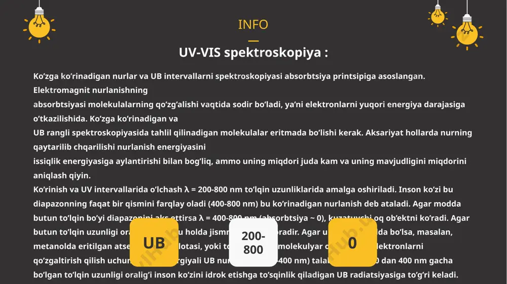agi uchuvchan aralashmalarni aniqlaydi. 2 prinsipi: moddalarning qattiq qavat bo‘ylab harakatlanishi orqali ajratish. qo'llanilishi: oddiy va tez tahlil talab qilinganda qo‘llanadi. afzalliklari: tez va iqtisodiy jihatdan foydali usul. 3 yuqori samarali suyuqlik xromatografiyasi (hplc) gaz xromatografiyasi (gc) qatlamli xromatografiya (tlc) gas gaz xromatografiyasi gaz xromatografiyasi bug’lantirilganda yoki gazga aylantirilganida parchalanmaydigan moddalarni tahlil etishda ishlatiladigan universal usuldir. bu usul birinchi marta 1952 yilda djeyms va martin tomonidan uchuvchan yog’ kislotalarini ajratishda ishlatilgan. gaz xromatografiyasida harakatchan faza sifatida gaz ishlatiladi. gazning yopishqoqligi suyuqlikka qaraganda ancha past bo’ladi va yuqori diffuziya tezligiga ega bo’ladi. uning ikki varianti mavjud. gaz-adsorbtsion xromatografiyasida (gax) statsionar faza qattiq odatda silikagel yoki aluminadir. shuning uchun uni adsorbtsion xromatografiyaning bir turi deb qarash mumkin. uni ishlash sxemasi gaz-suyuqlik xromatografiyasiniki bilan deyarli bir xil . odatda u atmosfera gazlarini ajratish va aniqlashda ishlatiladi (o2, n2, ar, co2, h2s, co, sox, ch4). sorbent to’ldirilgan (qadoqli, diametri 3-10 mm, uzunligi 10m) va …