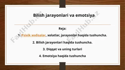 bilish jarayonlari va emotsiya — PPTX