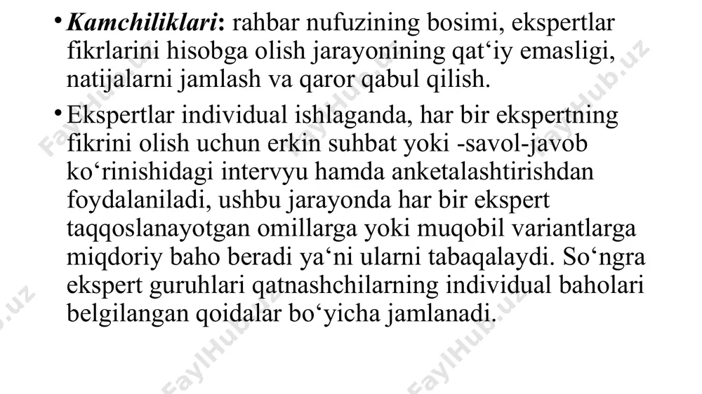 an katta) ekspertlarning baholariga ko‘pchilik fikrining ta‘sir qilishidir. avtomobillarni texnik ekspluatatsiyasida qaror qabul qilishda axborotni ikki turdan foydalaniladi: ehtimollik - ob’ektlarni holatini ta’riflaydi va ko’rsatkichlarni o’rtacha qiymatlari haqida tushuncha beradi. individual - konkret ob’ektni holati yoki ko’rsatkichini ta’riflayydi. ehtimollik usulida – statistik baxolash uchun kuzatuvchilar natijasida to‘plangan ma’lumotlar matematik usullar yordamida ishlanadi va qaror qabul qilinadi. individual usulda axborotlar hisobotlardan yoki to‘g‘ridan-to‘g‘ri detallarni o‘lchash hisobiga to‘planadi. individual usulda axborotlar diagnostik stendlar yordamida avtomobil va uning agregatlarini texnik holatini parametrlarini o‘lchash yordamida olinadi. atk ni texnologik jarayoyonlari bilan, yangi texnika va texnologiyalarni jory etish bilan «avtotranstexnika» ishlab chiqarish birlashmasi shug‘ullanadi. axborotni birlamchi manbai atk da ishlatiladigan har xil xujjatlardir. xujjatlar qulay va axborot hisoblash mashinalarida ishlashga mos bo‘lishi kerak. bundan tashqari xujjatlarda keltirilgan ma’lumotlar bir qator talablarni qondirishi kerak: - ma’lumot aniq va to‘liq bo‘lishi kerak: - xajm bo‘yicha kichik bo‘lib, ma‘nosi keng bo’lishi kerak; -ma’lumotlar qisqa va tushunarlii bo‘lishi kerak, …