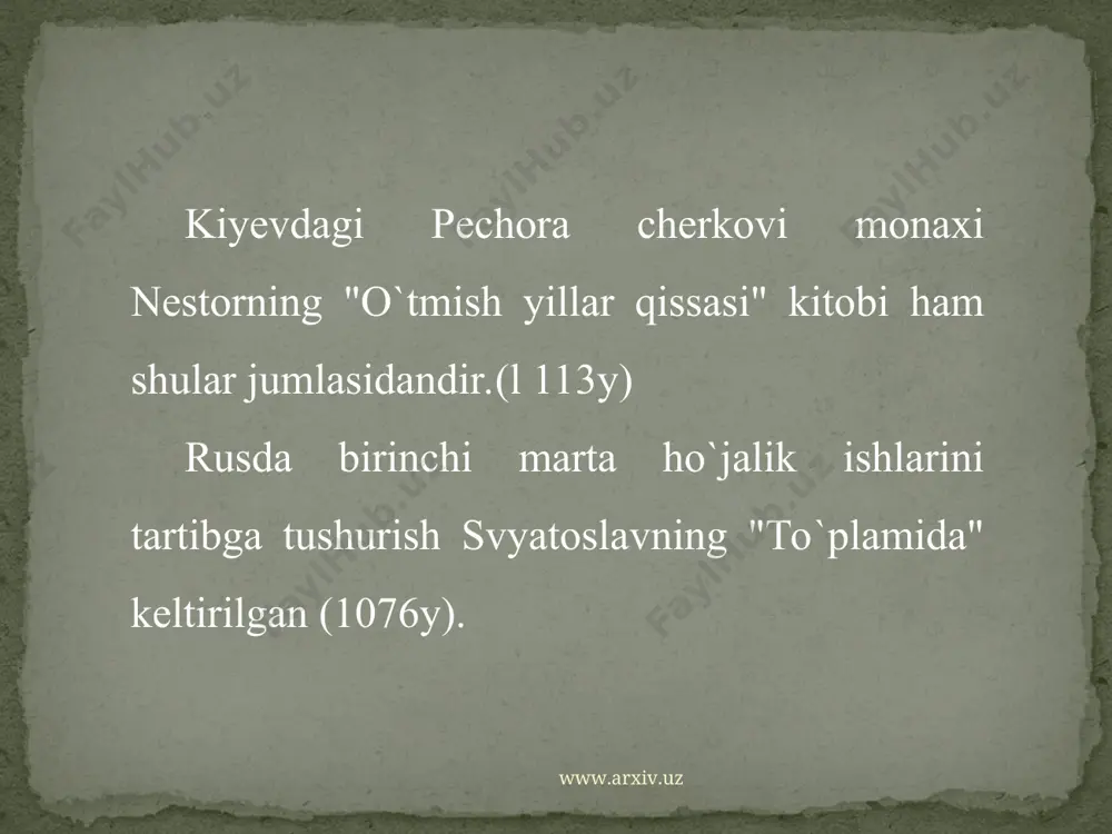 nini 29 fevraldan 31 iyun bilan 1 iyul oralig`iga ko`chirish sanasiz tarzda mo`ljallanadi va bayram kuni deb e`lon qilinadi. bu loyiha qabul qilinmadi va 1956-yildan boshlab bmt da kalendar islohoti to`xtab qoldi. www.arxiv.uz www.arxiv.uz adabiyotlar ro`yxati: kаrimоv i.а.yukcak ma`naviyat-engilmas kuch.t.,2008. kаrimоv i.а.o`zbеkistоnning o`z istiqlоl vа tаrаqqiyot yo`li. t., 1992. kаrimоv i.а.tаrixiy xоtirаsiz kеlаjаk yo`q. t., 1998. kаrimоv i.а.jаhon moliyaviy-iqtisodiy inqirozi, o`zbekiston sharoitida uni bartaraf etishning yo`llari va choralari. t., 2009. va fuqarolik jamiyatini rivojlantirish konsepsiyasi.t.,2010 . t.choriyev. a.do`stov. xronologiya.t- "yangi asr avlodi" -2003. mustaqil о`zbekiston tarixi 3 kitob. t- " sharq" – 2000. sharqshunoslik. 2- son.t- 1991. azimboy sa `dullayev. xorazm ma `mиn akademiyasi.xiva-2000 www.arxiv.uz www.arxiv.uz