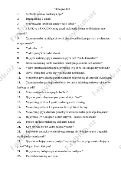 sitologiya test — DOC