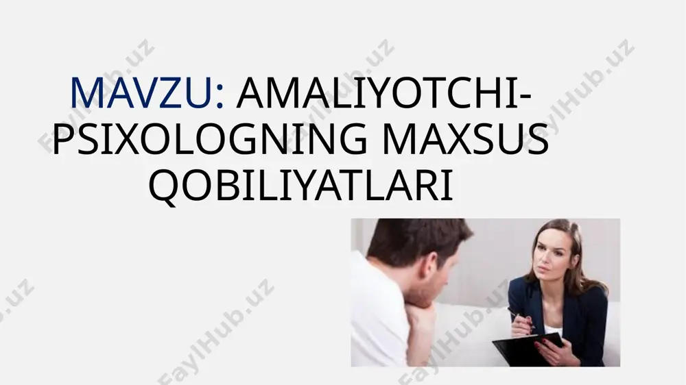 shuning uchun uning kasbiy bilimdonligi nafaqat psixologiya bilimlarini, balki falsafa, tarix, pedagogika, madaniyatshunoslik, huquq, filologiya, sotsiologiya, matematika va informatika, zamonaviy tabiatshunoslik tushunchalari sohasidagi ma’lum bilimlar to‘plamini ham o‘z ichiga oladi . psixologiya sohasida mutaxassis psixologning kasbiy faoliyatining maqsadlari, metodologiyasi va usullarini tushunish; psixologik tadqiqotlarni tashkil etish va o‘tkazish vositalari, usullariga ega bo‘lish; psixologiya fanining o‘ziga xos xususiyatlarini, uning boshqa fanlar bilan aloqalarini tushunish; psixologiyaning asosiy tarmoqlarini va psixologik bilimlarni hayotning turli sohalarida qo‘llash imkoniyatlarini bilish; 5.psixik jarayonlar va holatlarning miya mexanizmlarini tushunish; 6.inson faoliyatining mohiyatini, psixikaning inson hayotidagi funksiyalarini bilish va uning motivatsion sohasining shakllanishi va ishlash qonuniyatlarini bilish; 7.shaxs va individuallik, shaxsning tuzilishi va uning rivojlanishining harakatlantiruvchi kuchlari haqida tasavvurga ega bo‘lish; 8. guruhlardagi odamlarning muloqoti va o‘zaro ta’sirining psixologik qonuniyatlarini, guruhlararo munosabatlarni bilish; amaliy psixologning maxsus qobiliyatlarini sotsial psixologik asoslari. n. a. aminov va m. v. molokanovlar 1992 yilda amaliy psixologlarni tayyorlash maxsus fakultetlari talabalarining ijtimoiy-psixologik qobiliyatlari shartlarini …