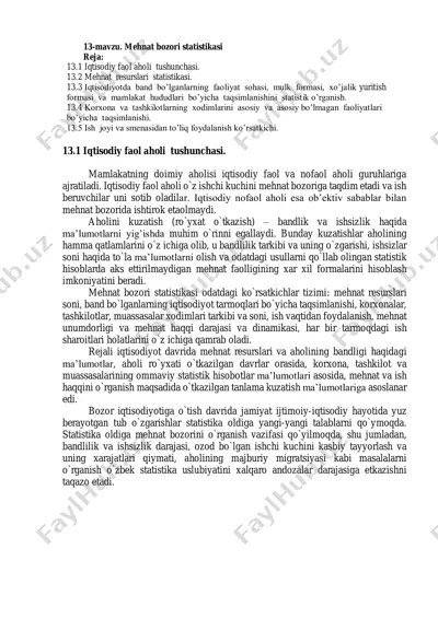 mehnat bozori statistikasi — PDF