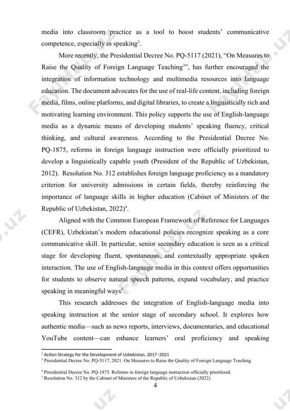 explores how authentic media—such as news reports, interviews, documentaries, and educational youtube content—can enhance learners’ oral proficiency and speaking motivation. in today’s interconnected world, the role of english as a global language has grown significantly, making the ability to communicate effectively in english an essential skill. one of the most dynamic ways to develop speaking proficiency is through the integration of english-language media in the educational process. media such as news broadcasts, interviews, podcasts, films, and online videos provide authentic, real-life language input that exposes learners to a variety of accents, speech patterns, and communicative contexts. unlike traditional textbooks, media resources offer spontaneous, naturally flowing language, which is crucial for developing fluency, listening comprehension, and interactive speaking skills. using english-language media in the classroom not only motivates learners by connecting language learning to real-world content, but also enhances cultural awareness and critical thinking. through exposure to media, students can observe …