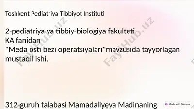 oshqozon osti bezi operatsiyalari — PPTX